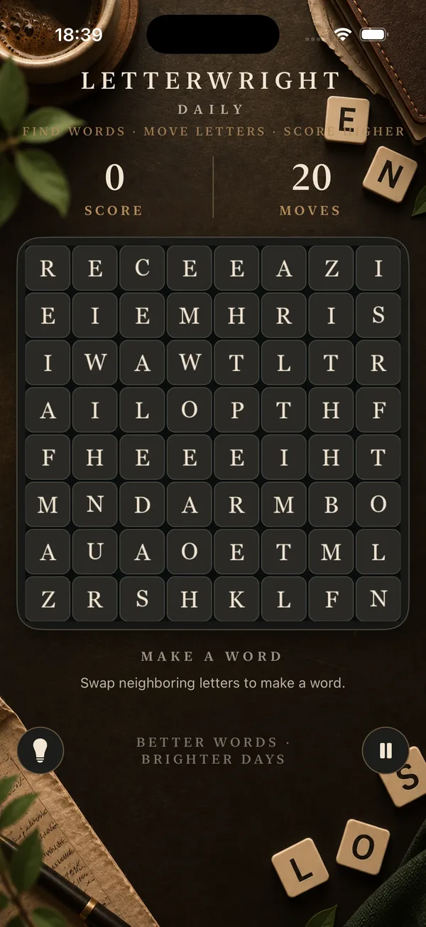 The Letterwright Daily word grid.